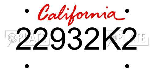 22932K2 California License Plate