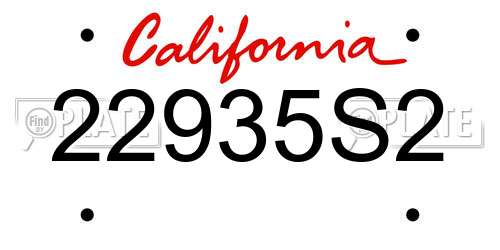 22935S2 California License Plate