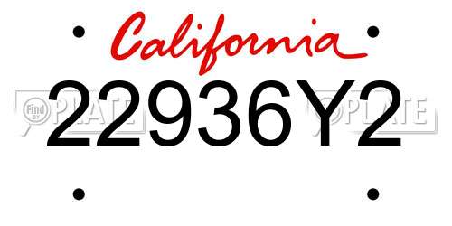 22936Y2 California License Plate