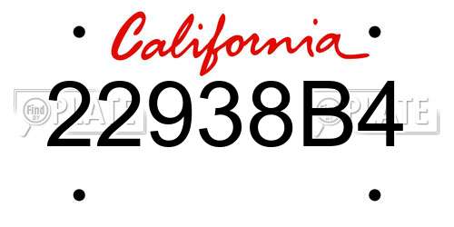 22938B4 California License Plate