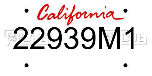 22939M1 California License Plate