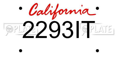 2293IT California License Plate