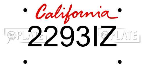 2293IZ California License Plate