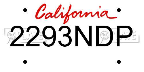 2293NDP California License Plate