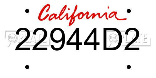 22944D2 California License Plate
