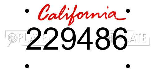229486 California License Plate