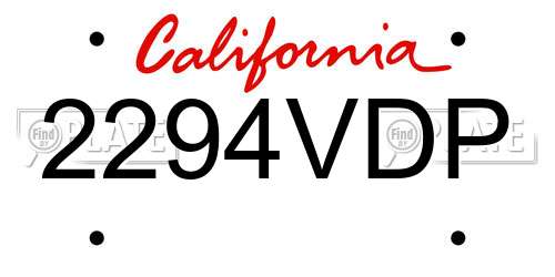 2294VDP California License Plate