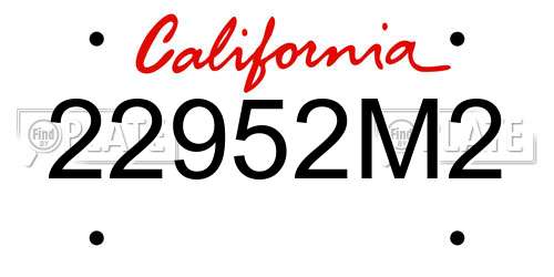22952M2 California License Plate