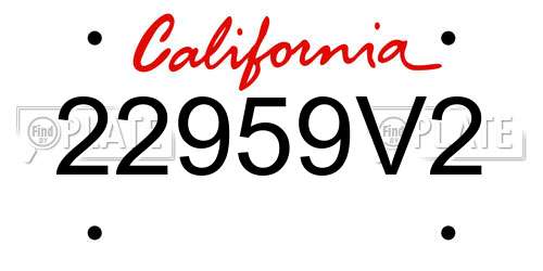 22959V2 California License Plate