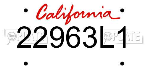 22963L1 California License Plate