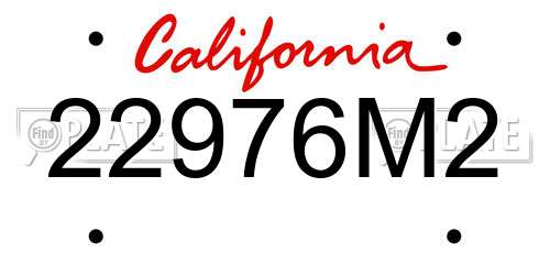 22976M2 California License Plate