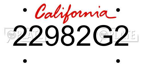 22982G2 California License Plate