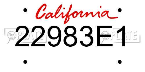 22983E1 California License Plate