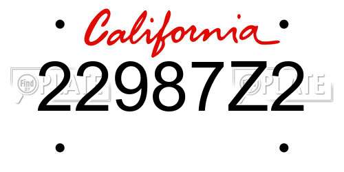 22987Z2 California License Plate