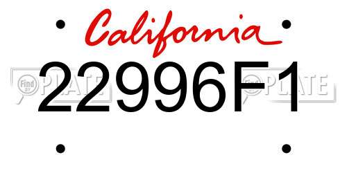 22996F1 California License Plate