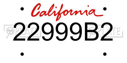 22999B2 California License Plate