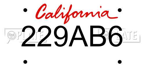 229AB6 California License Plate