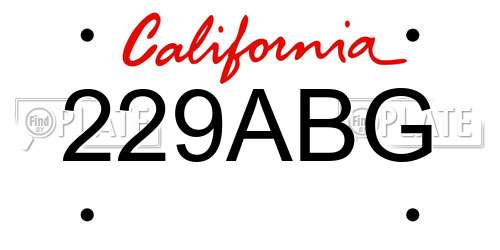 229ABG California License Plate