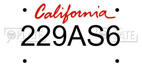 229AS6 California License Plate