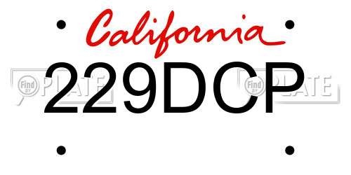 229DCP California License Plate
