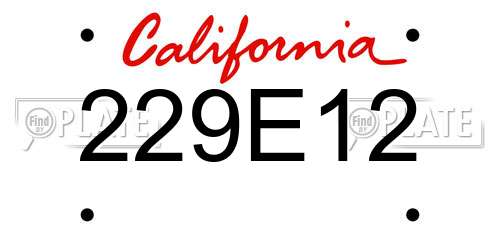 229E12 California License Plate