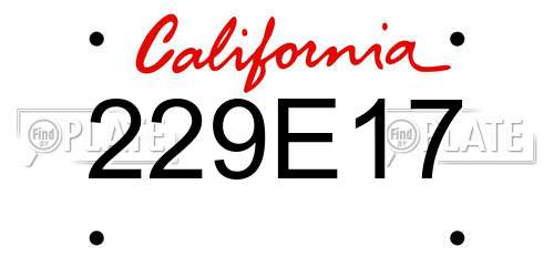 229E17 California License Plate
