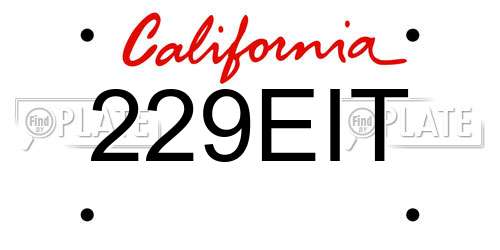 229EIT California License Plate