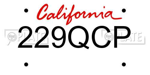 229QCP California License Plate