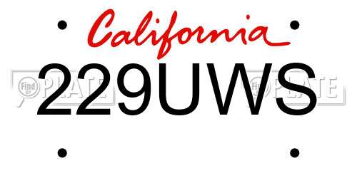 229UWS California License Plate