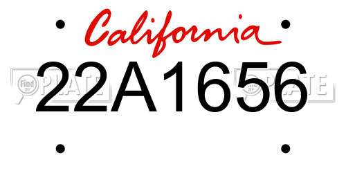 22A1656 California License Plate