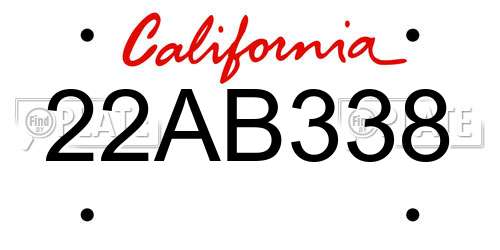 22AB338 California License Plate