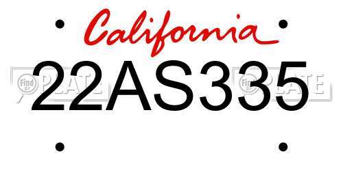 22AS335 California License Plate