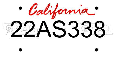 22AS338 California License Plate