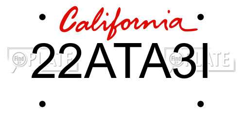 22ATA3I California License Plate