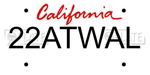 22ATWAL California License Plate