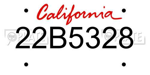 22B5328 California License Plate