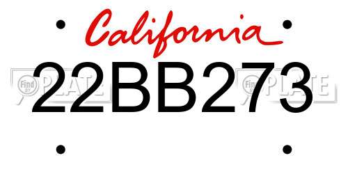 22BB273 California License Plate