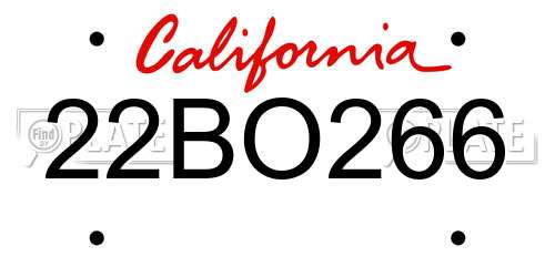 22BO266 California License Plate