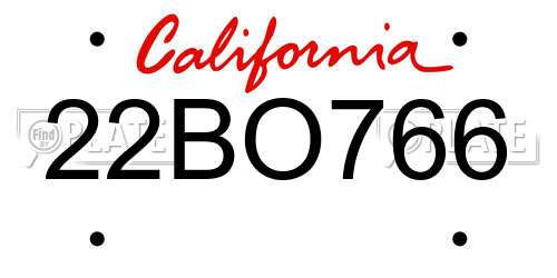 22BO766 California License Plate