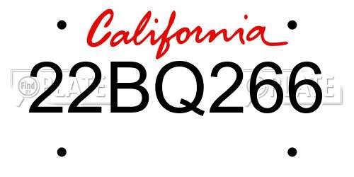 22BQ266 California License Plate