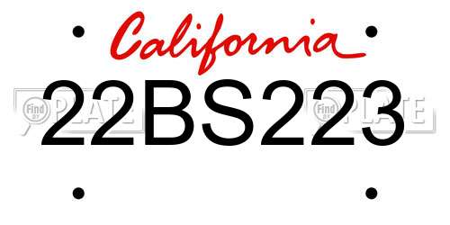 22BS223 California License Plate