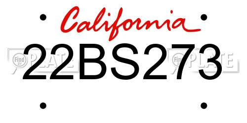 22BS273 California License Plate