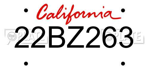 22BZ263 California License Plate
