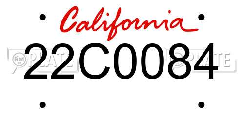 22C0084 California License Plate
