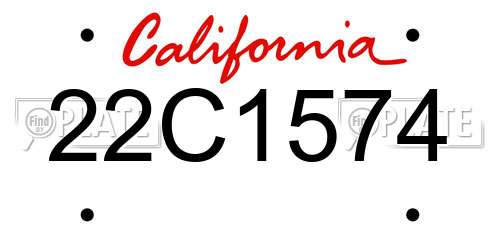 22C1574 California License Plate