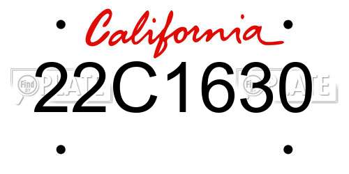 22C1630 California License Plate