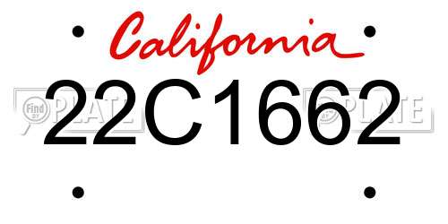 22C1662 California License Plate