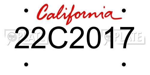22C2017 California License Plate