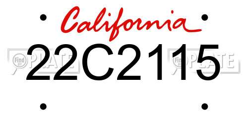 22C2115 California License Plate