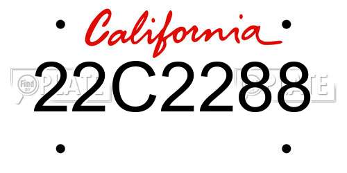 22C2288 California License Plate